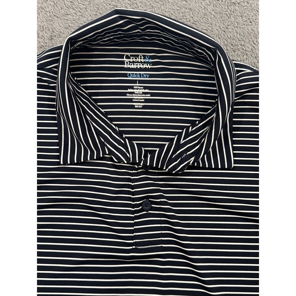 Croft & Barrow Golf Polo Shirt Mens L Blue/White Quick Dry Short Sleeve Polo - Picture 5 of 5